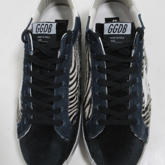 Golden Goose Limited Edition Super-Star Sneakers In Denim Zebra-Print 10 US - Picture 2 of 12